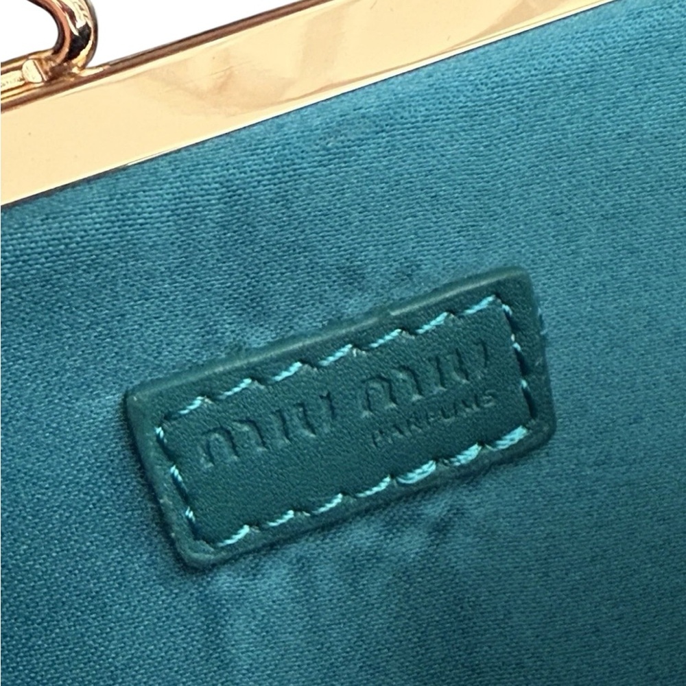 New w/ Box Miu Miu VIP Crossbody Clutch in Tiffany Blue with Gold Hardwa… - Picture 6 of 10